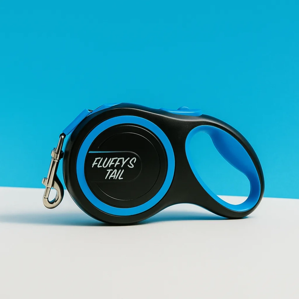 Поводок рулетка 5 м для крупных и средних пород голубой, черный, синий