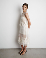 Топ из шелка с вышивкой молочный