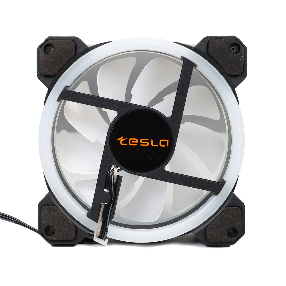 Вентилятор TESLA RGB120-LD, 120мм, 1200rpm, 3-pin+Molex, белый/RGB, 38CFM, 21дБ, антивибропрокладки (TSL-120-LD)