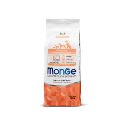 Сухой корм Monge Dog Speciality Line Monoprotein Puppy&Junior для щенков всех пород, из лосося с рисом 12 кг