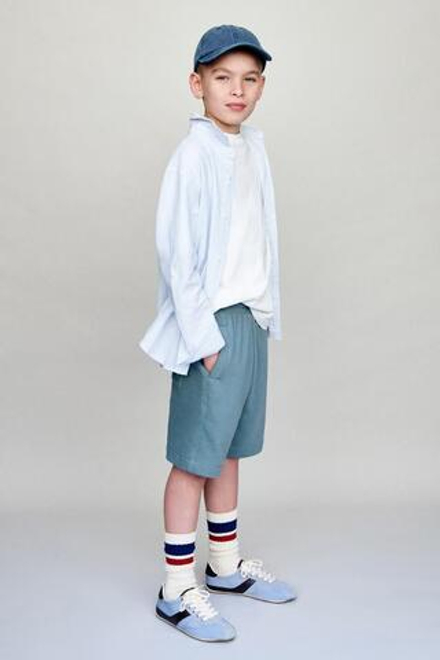 ZARA ШОРТЫ ИЗ МЯГКОЙ ТКАНИ С ЭТИКЕТКОЙ, УТИНО-СИНИЙ