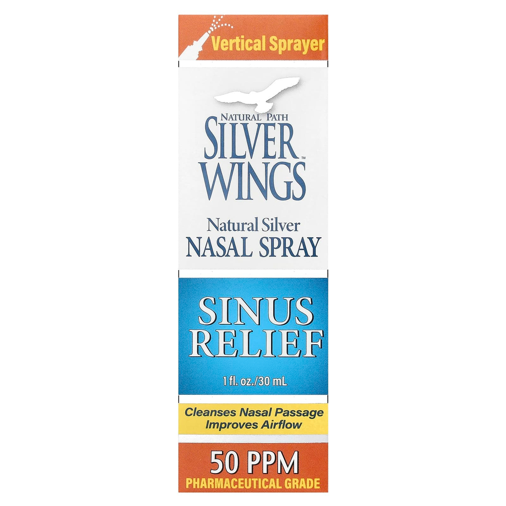 Natural Path Silver Wings, Натуральный серебряный спрей для носа, средство для облегчения пазух носа, 50 част. / Млн, 30 мл (1 жидк. унц.)