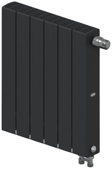 Радиатор Rifar SUPReMO Ventil 500 "антрацит" (RAL 7016) - 6 секций подключение нижнее (правое)