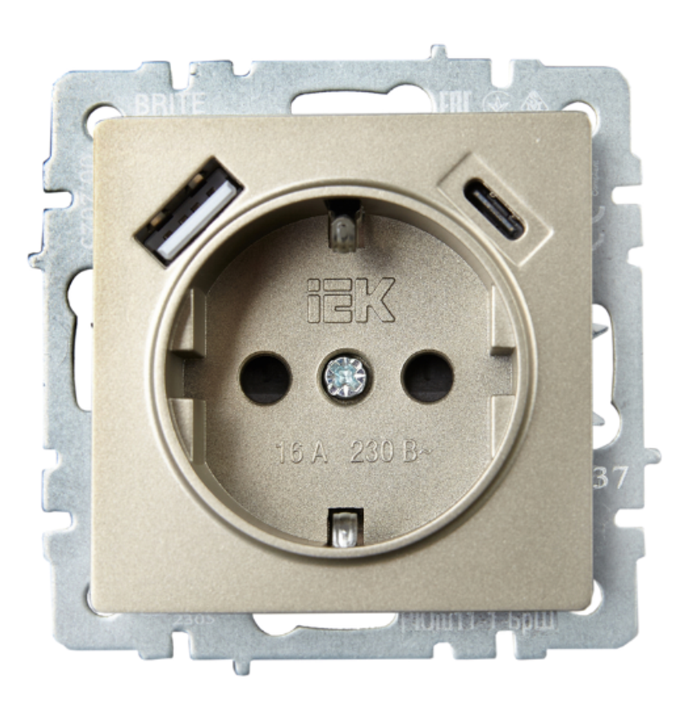 Розетка с заземлением  IEK BR-R14-16-U22-018-K37