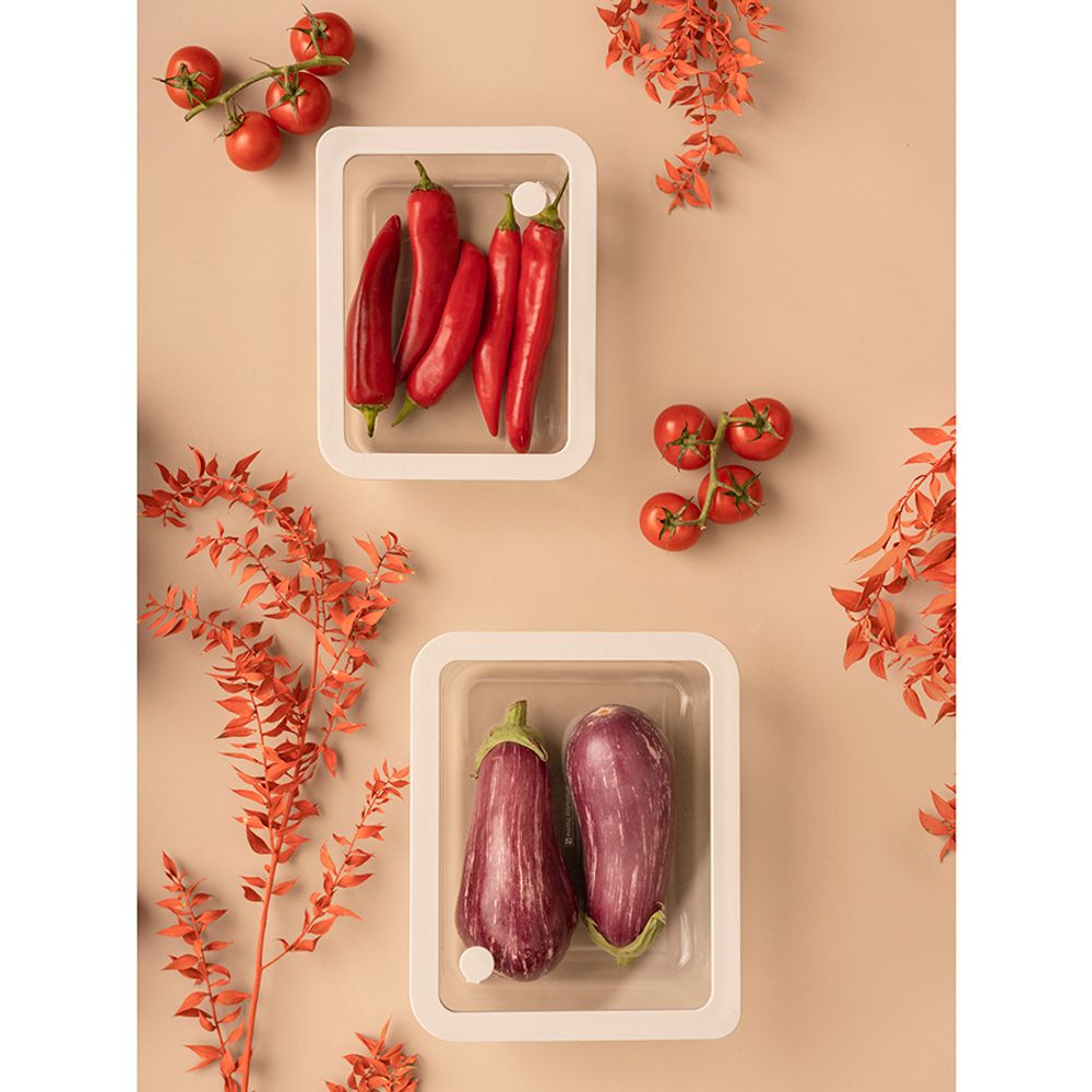 Контейнер для запекания и хранения с вакуумным эффектом Vacuum Glass, 1,4 л, светло-серый