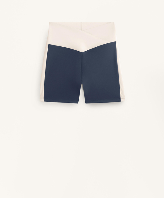 Oysho Легинсы-шорты Perfect-Adapt 10 см с широким поясом V-образной формы, морской синий