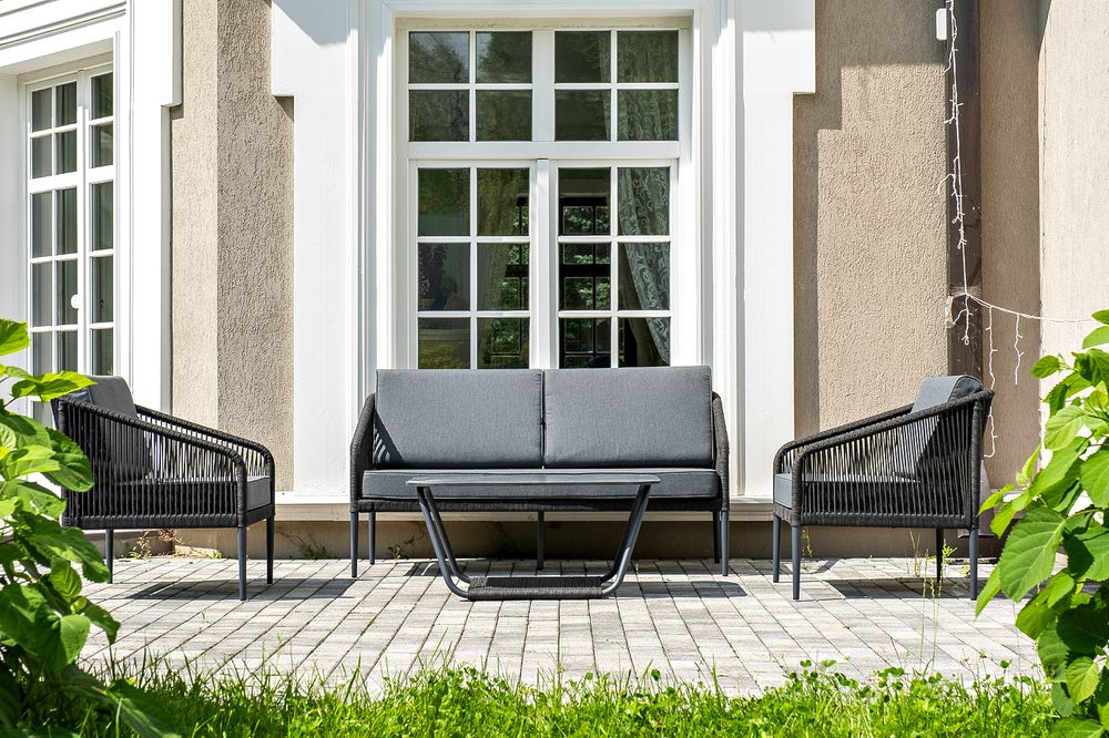 "Канны" лаунж-зона 4-местная плетеная из роупа (веревки), цвет темно-серый