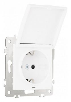 Розетка влагозащищенная с заземлением и со шторкой с крышкой Arte Milano am-206 206.41-1.white