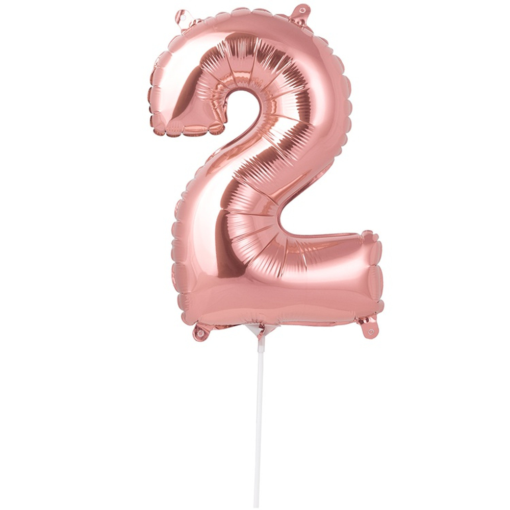 Шар фольгированный Цифра 2 40 см (Розовое Золото)