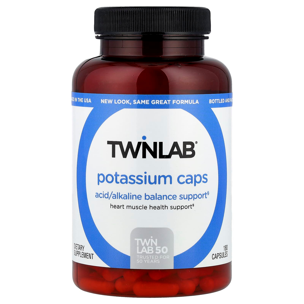 Twinlab, Калий в капсулах, 180 капсул (99 мг в каждой капсуле)
