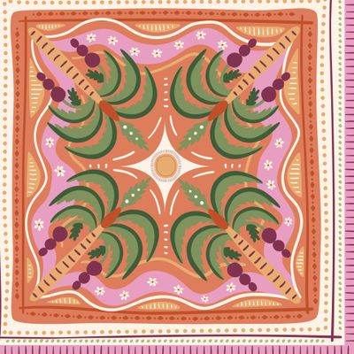 Тропический шарф с пальмами, геометрический узор