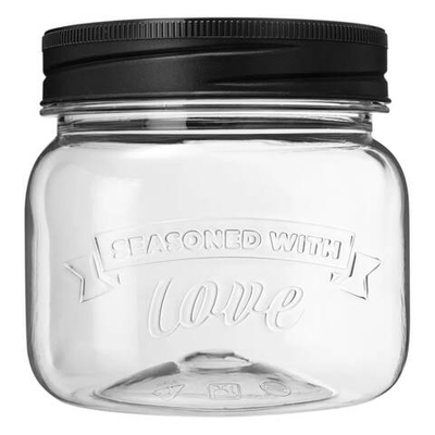 Банка для сыпучих продуктов 0,6 л КВАДРАТНАЯ C ЭМБОССИНГОМ LOVE KITCHEN 100*100*95 мм