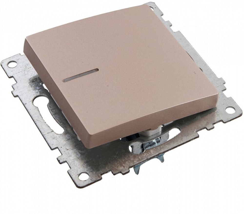 Выключатель одноклавишный с подсветкой без рамки Stekker Катрин 39591