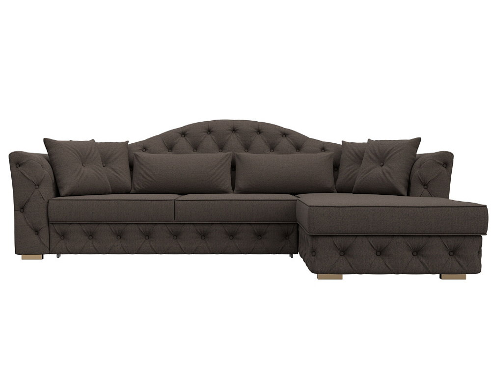 Диван угловой Артис правый угол, Амур 05 коричневый, Рогожка, 122770