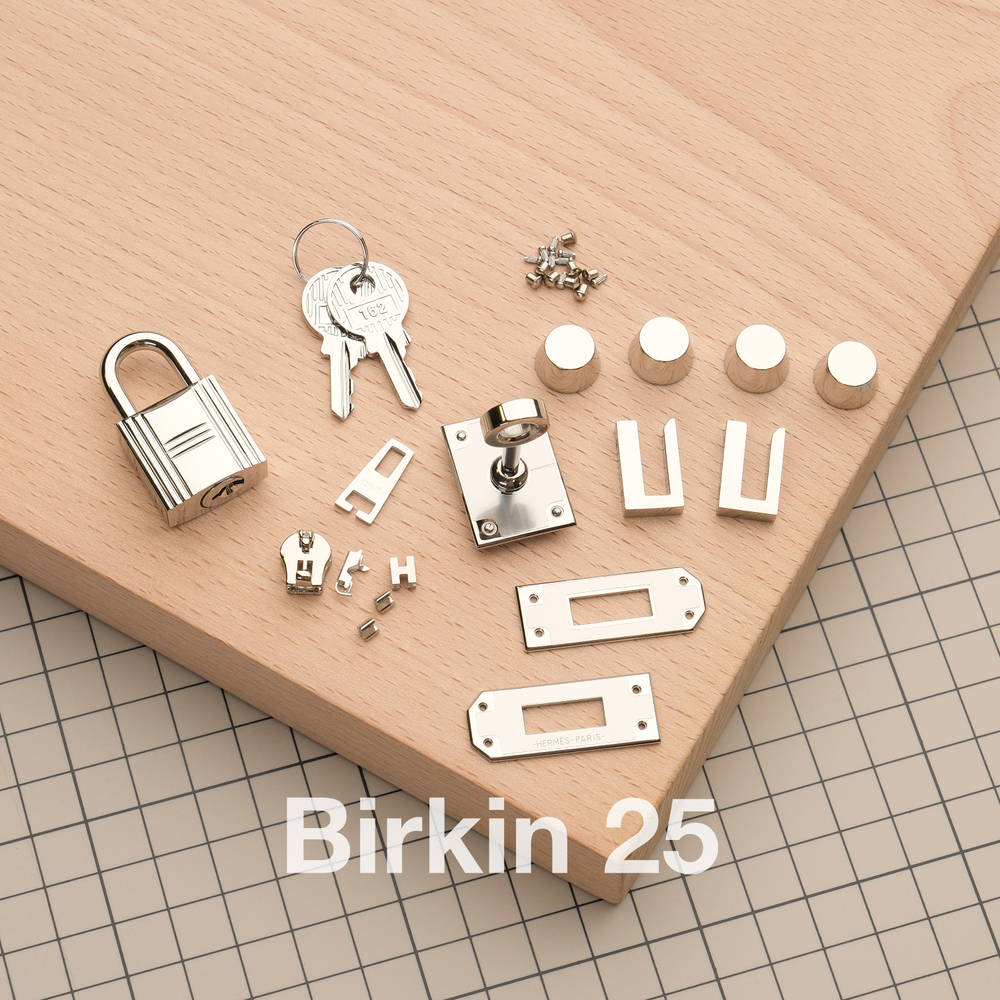 Birkin 25 // Комплект фурнитуры из нержавеющей стали, цвет серебро, с логотипом