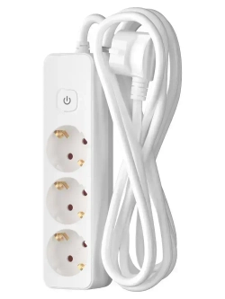 Удлинитель сетевой для розетки ФОТОН 16А 5 метров 3 розетки с выключателем с заземлением белый, ГОСТ