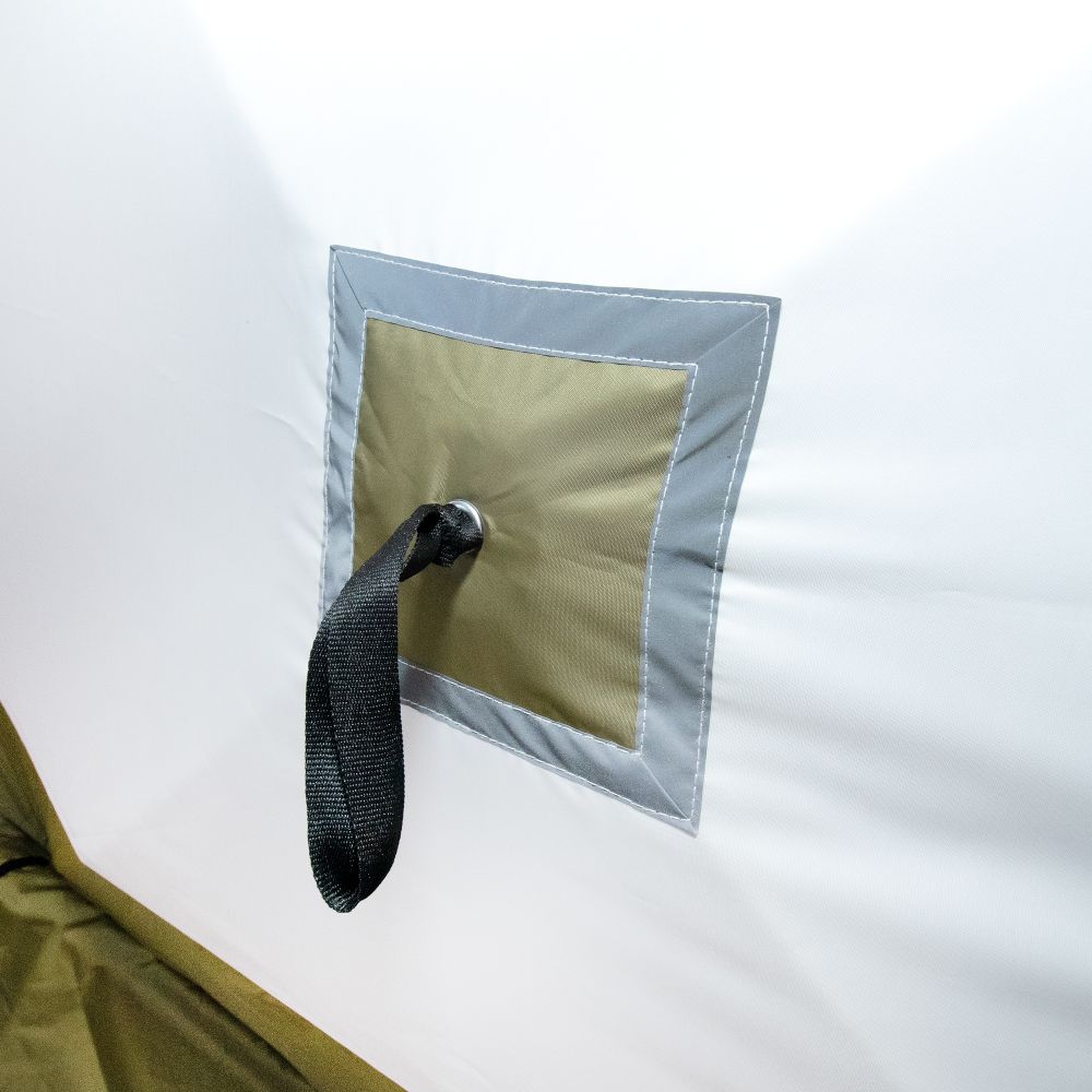 Палатка зимняя куб СЛЕДОПЫТ &quot;Premium&quot; 4,2х2,1м,2-х комнатная,S по полу 8,8кв.м, 3 слоя, цв. олив/бел