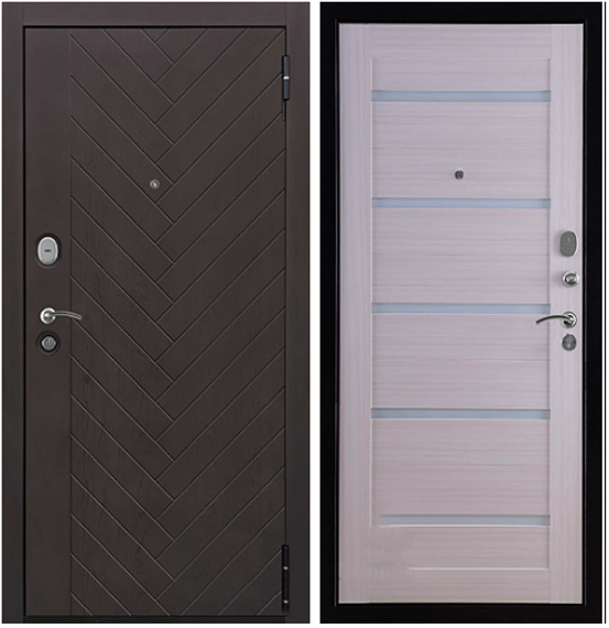 Входная стальная дверь Regidoors Вектор Лофт X7 ПВХ горький шоколад панель ПВХ кремовая лиственница
