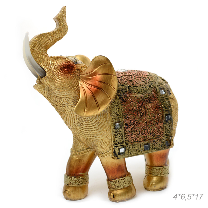 Статуэтка Слон с зеркалами узор коричневый цвет золотистый, полистоун 14x6,5x17 см
