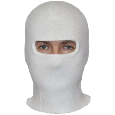 Маска ветро защитная трикотажная двойная Циклоп цв. Белая (балаклава)