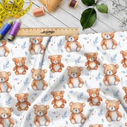 Ткань премиум шелк искусственный Армани толпа игрушечных медведей