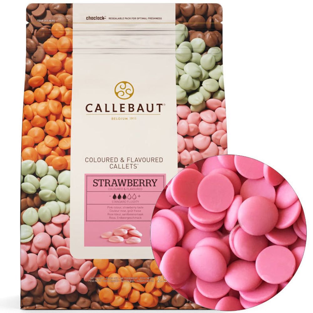 Шоколад РОЗОВЫЙ со вкусом клубники Callebaut  2,5кг