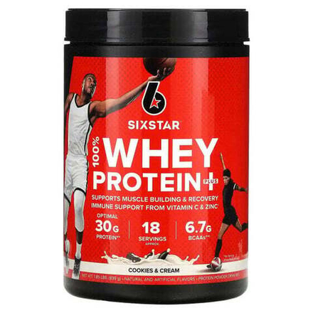 Сывороточный протеин SIXSTAR, 100% Whey Protein Plus, сывороточный протеин, со вкусом печенья с кремом, 839 г (1,85 фунта)