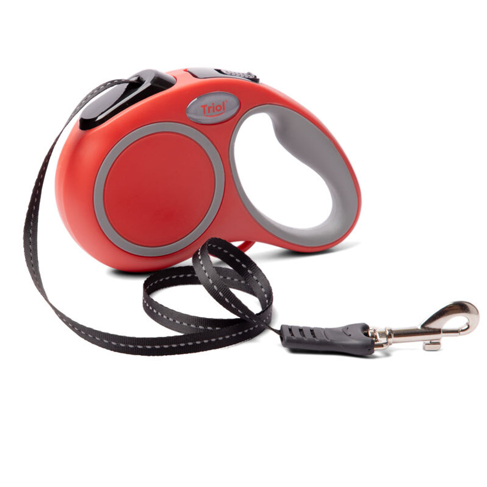 Поводок-рулетка для собак Urban XS, 3м до 12кг, лента, красный, Triol