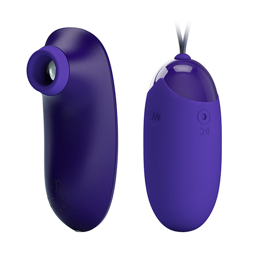 Набор: вакуумный стимулятор и виброяйцо с пультом ДУ Pretty Love Vibrating Egg & Tapping Stimulator Purple BI-014901WL