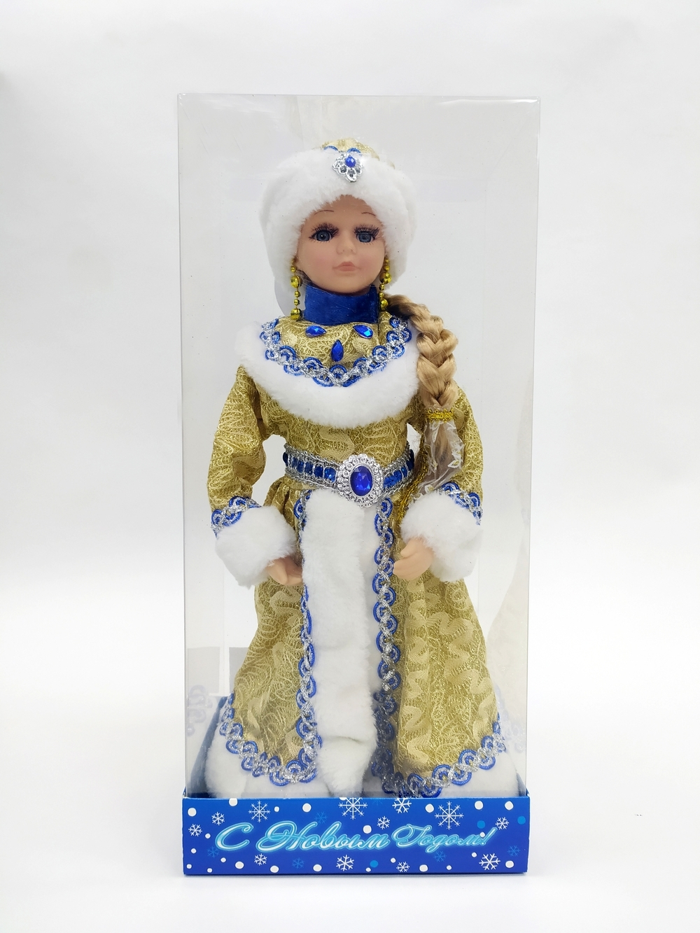 Снегурочка в синей с золотом шубе и шапке 40см Triumph Nord