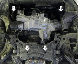 Защита картера Двигателя, КПП. 2 мм, Сталь. для Mazda 5 2005-2010, Mazda 3 2003-2009 MOTODOR.71123