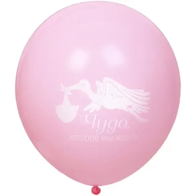 Воздушные шары 100 шт, 10»/25см Наша доченька (розовый/белый)