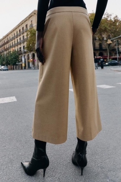 ZARA БРЮКИ-КЮЛОТЫ С ПУГОВИЦАМИ, РЫЖЕВАТО-КОРИЧНЕВЫЙ