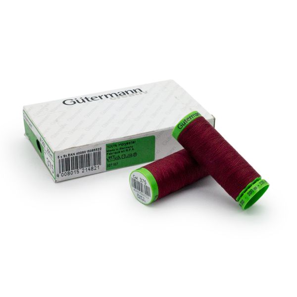 Нитки для тонких тканей Gutermann Extra Fine 150 (200 метров), 5 кат. | 375 красная слива