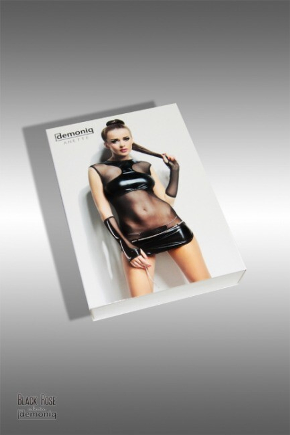 Прозрачное платье с виниловыми вставками Anette LXL (46-48) (Цвет: черный)