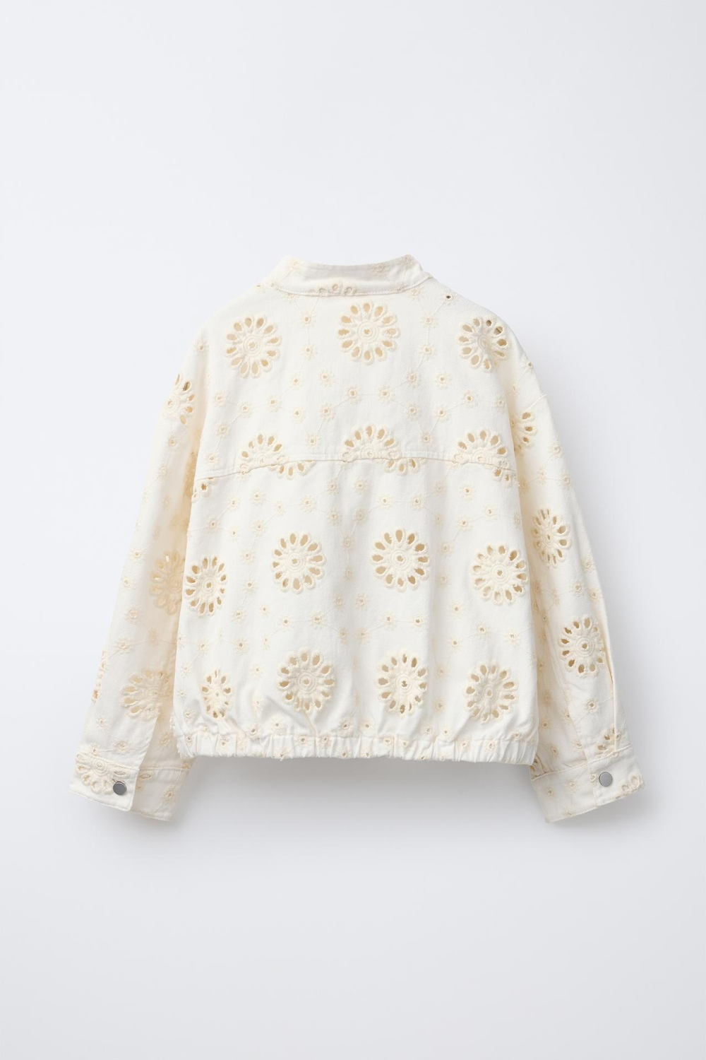 ZARA КУРТКА С АЖУРНОЙ ВЫШИВКОЙ, БЕЛЫЙ