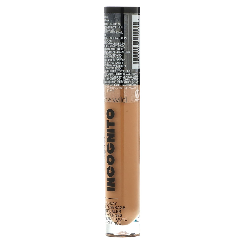 wet n wild, Megalast, Incognito, консилер для полного покрытия на весь день, глубокий загар, 31,75 г (1,12 унции)