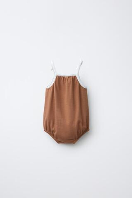 ZARA КОМБИНЕЗОН С КОНТРАСТНЫМИ ДЕТАЛЯМИ, ШОКОЛАДНЫЙ