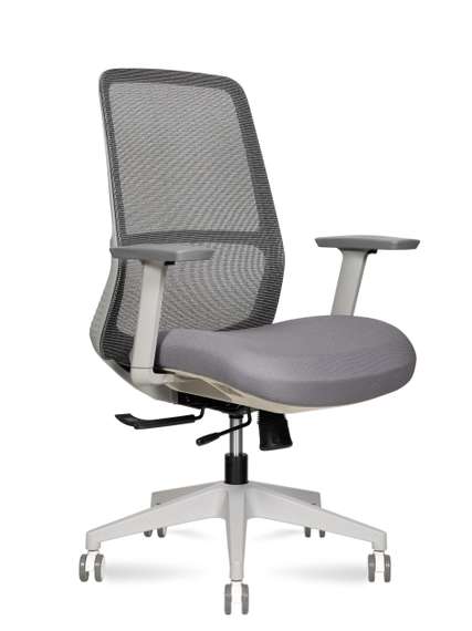 Кресло офисное Норден / Некст LB грэй / Next LB grey / серая сетка/серая ткань