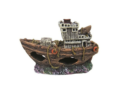 Декорация пластиковая PRIME "Затонувший буксир мини" 85х35х55мм