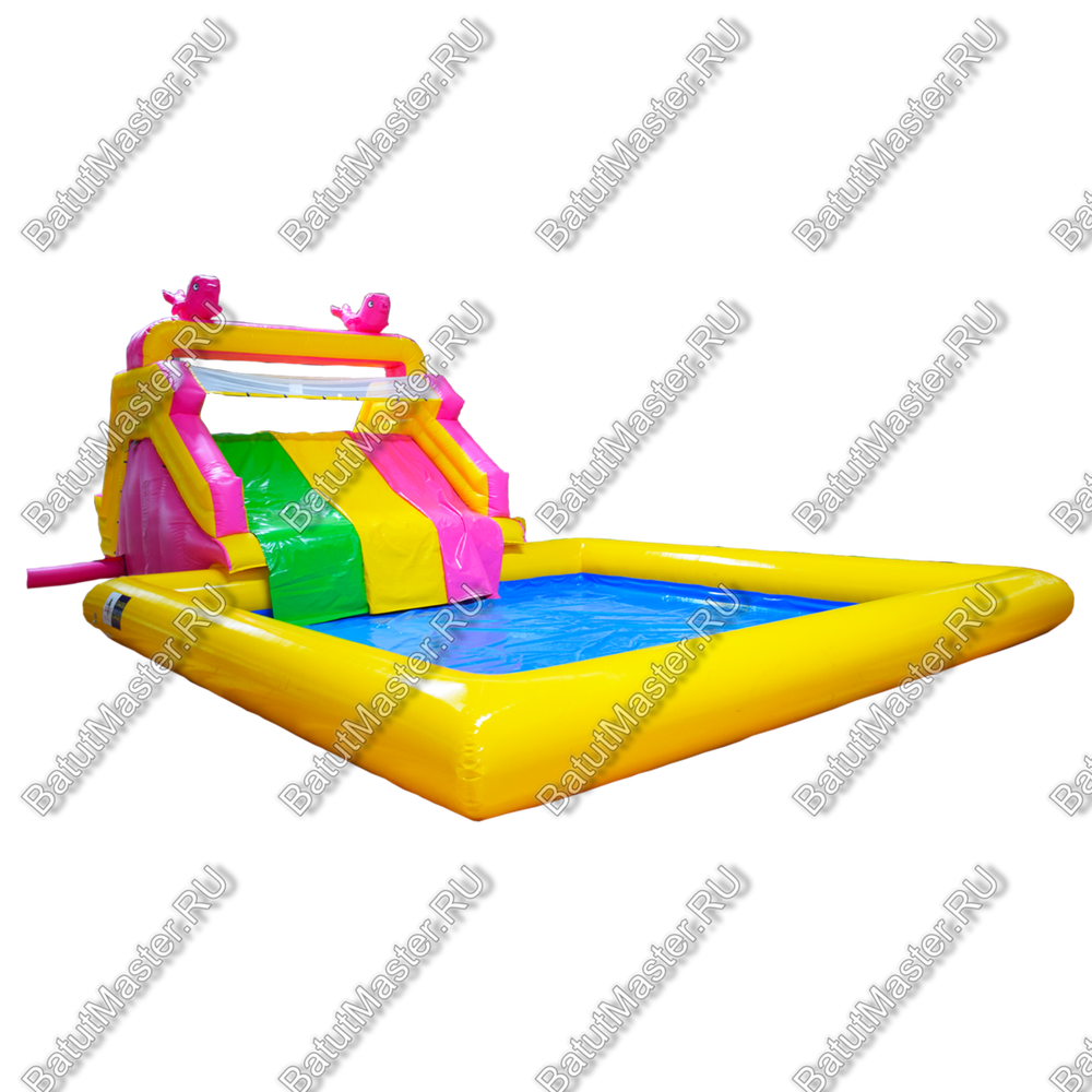 Надувная водная горка с бассейном «Карамелька», 10*6*4 м