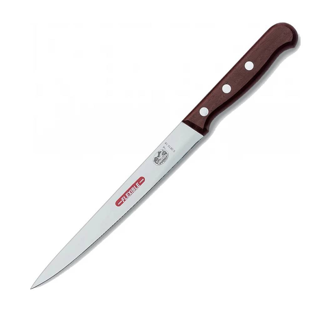 Нож кухонный Victorinox Rosewood (5.3810.18) стальной филейный лезв.180мм прямая заточка коричневый
