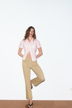 ZARA БРЮКИ МИНИ-КЛЁШ С КАРМАНАМИ, РЫЖЕВАТО-КОРИЧНЕВЫЙ