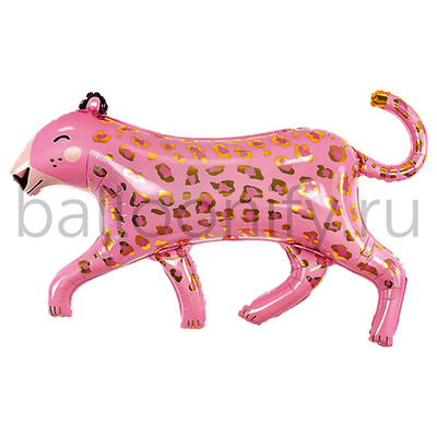 Шар (37''/94 см) Фигура, Леопард, Розовый, 1 шт. в уп.