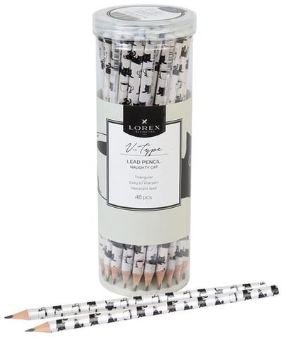 Карандаш ч/г НВ "V-Type Naughty cat" корпус дерев. заточ.трехгран, принт на корп. тубус (LOREX)