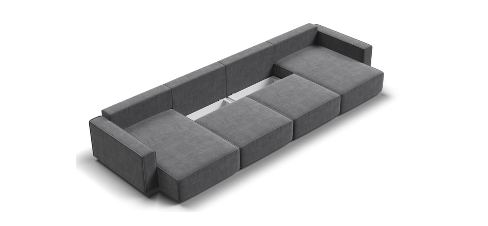 П-образный диван BOSS SOFT MODOOL велюр Monolit серый