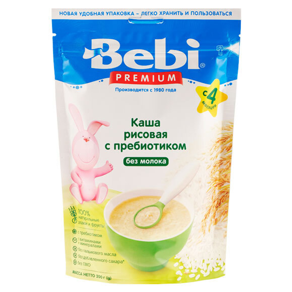 БЕБИ Каша Премиум (б/м) 200гр Рисовая с пребиотиками (4 мес.)