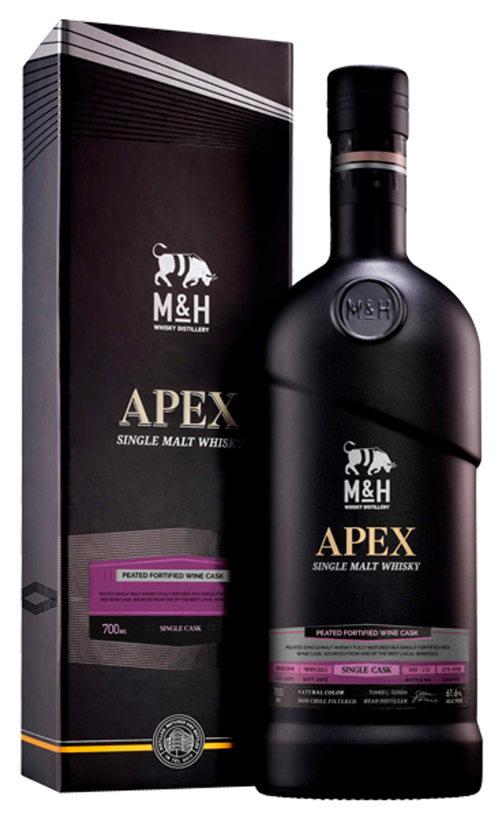Виски M & H Apex Single Cask Peated Fortified Red Wine Cask 61,6% 0,7л