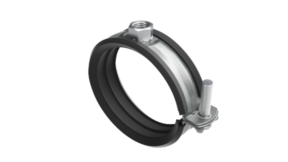 Хомут быстрой фиксации с изоляцией с гайкой М8 для труб d 1 1/2"