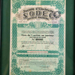 Винтаж: Акция компании № 2561627 / Société d’Electricité SODEC (SODEC)